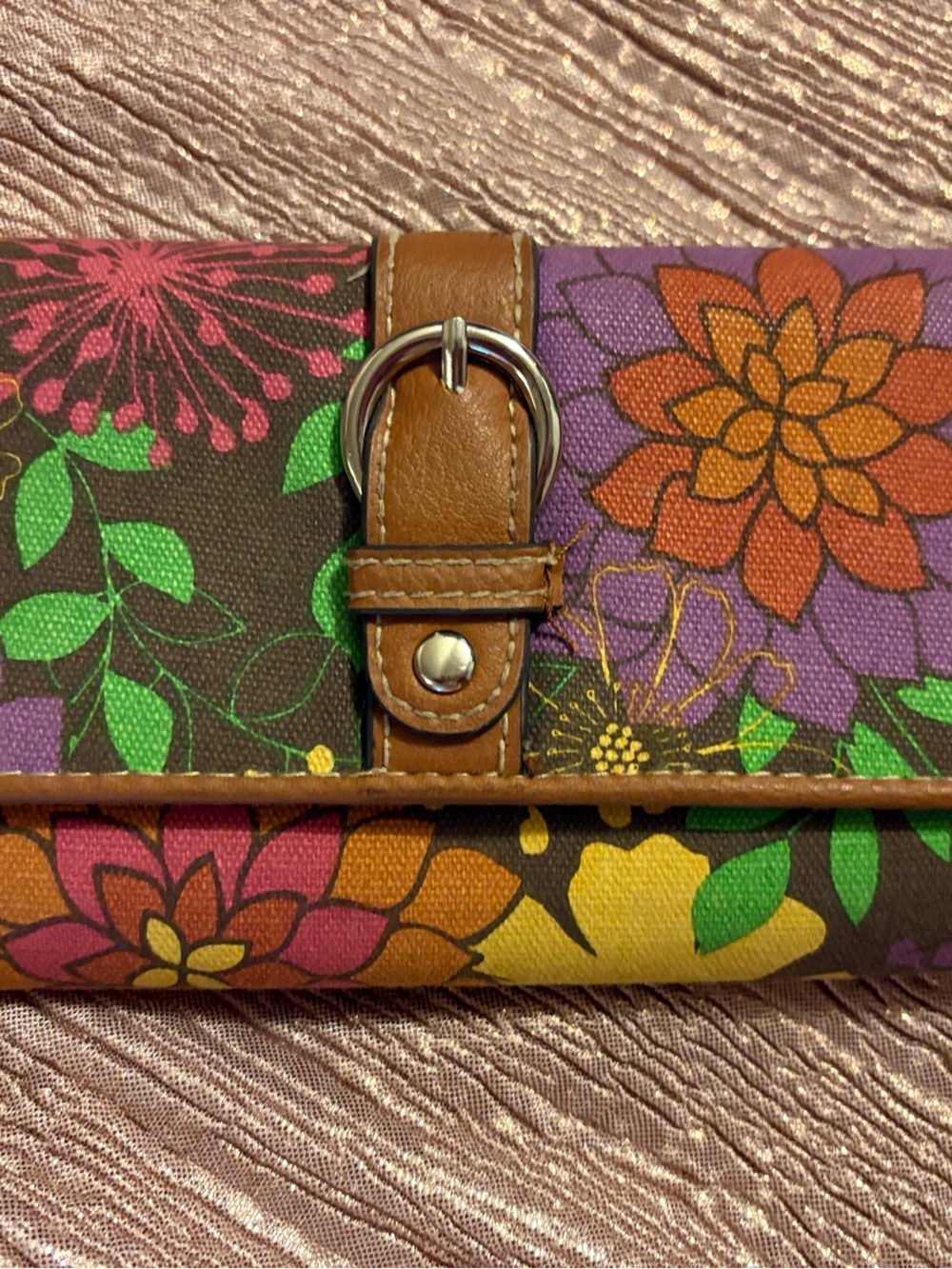 Floral Wallet in Brown & Multicolor